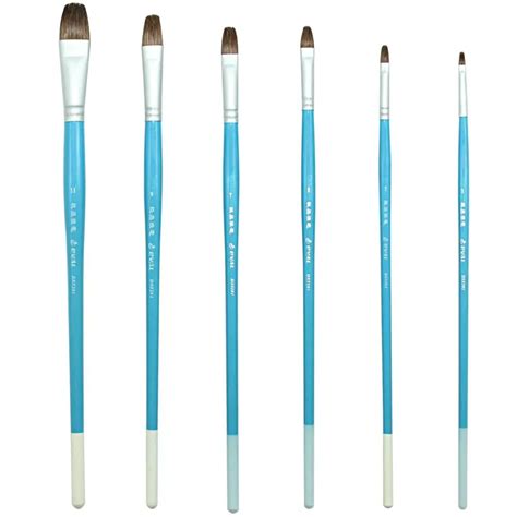 Eval 6pcs Lot Wolf Hair Artist Painting Brushes Filbert Acrylic