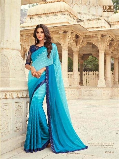 Designer Sky Blue Saree Ubicaciondepersonas Cdmx Gob Mx