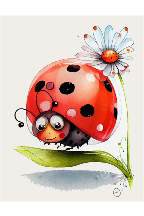 Cute Ladybugs Wall Art Prints, Adorable Wall Art Prints for Kids Room ...