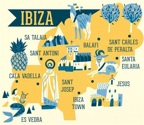 Ibiza Mapillustrationowendavey Illustrated Map Ibiza Map Map Poster