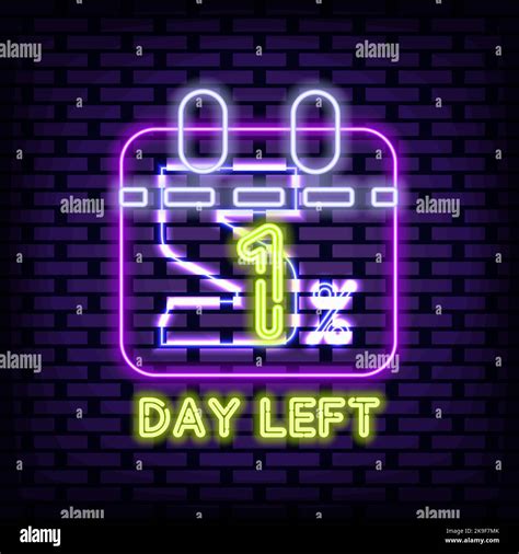 28 Days To Go Neon Sign Vector Glowing With Colorful Neon Light Night Advensing Stock Vector