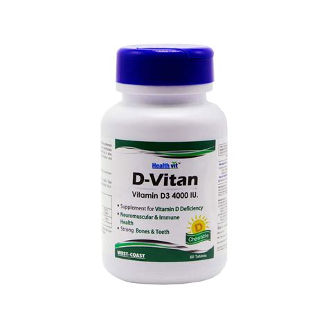 Buy Healthvit D Vitan Vitamin D3 4000 Iu Chewable 60 Tablets Online And Get Upto 60 Off At Pharmeasy