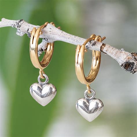 Gold & Silver Heart Earrings, Jewelry: Olive & Cocoa, LLC