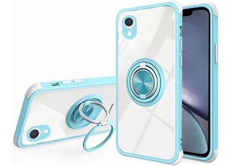 Funda Para iPhone Con Soporte Doble Anillo Protección Cámara Color Azul