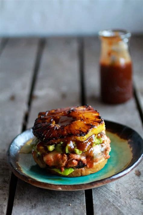 Hawaiian Bbq Salmon Burgers With Coconut Caramelized Pineapple Half Baked Harvest