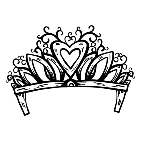 Diseño PNG Y SVG De Corazón De Quinceañera Remolinos Corona Trazo Para