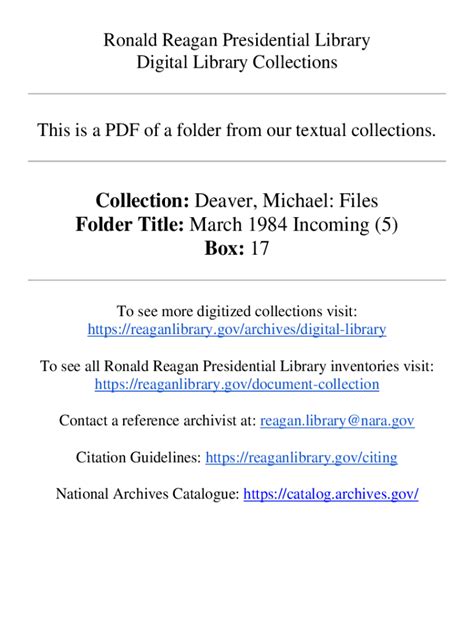 Fillable Online Collection Deaver Michael Files Folder Title