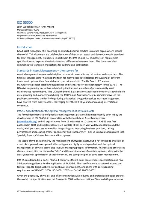 Pdf Briefing Standards In Asset Management Pas 55 To Iso 55000