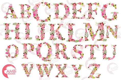 Pink Floral Letters Graphic By Ambillustrations Creative Fabrica