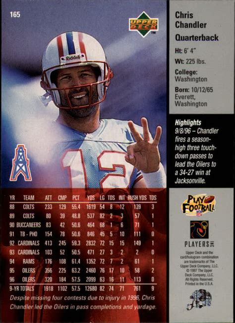 1997 Upper Deck 165 Chris Chandler Nm Mt