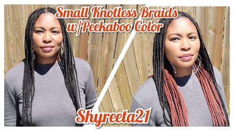 Small Knotless Braids With Peekaboo Color On Myself Diy Braids Challenge 2021 Youtube