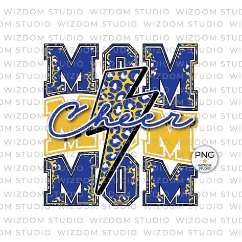 Cheer Mom Png Image Lightning Bolt Cheer Leopard Blue Gold Design