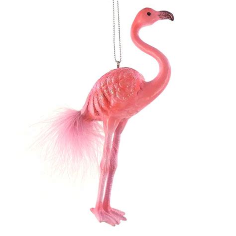 Feathered Pink Flamingo Coastal Christmas Tree Ornament Beach Holiday