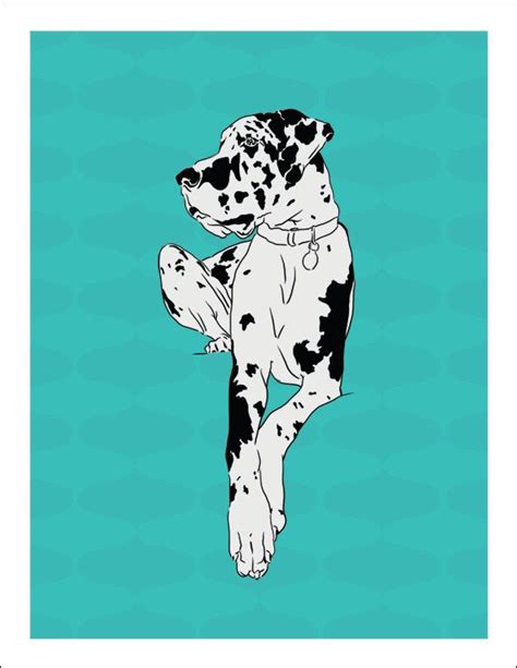 Blank Note Card Harlequin Great Dane Art Retro Background Etsy