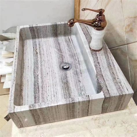 Natural Grey Marble Washroom Basin Stone Indoor Bathroom Sinks China