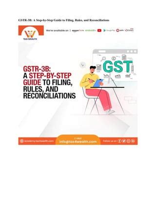 GSTR 3B Filing Rules And Reconciliations Academy Tax4wealth PDF