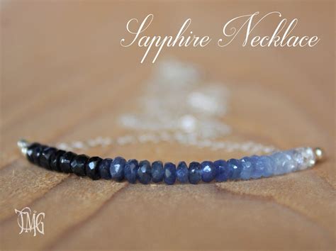 Sapphire Necklace, Raw Sapphire Necklace, Blue Necklace,september Birthstone, Ombre Sapphire ...