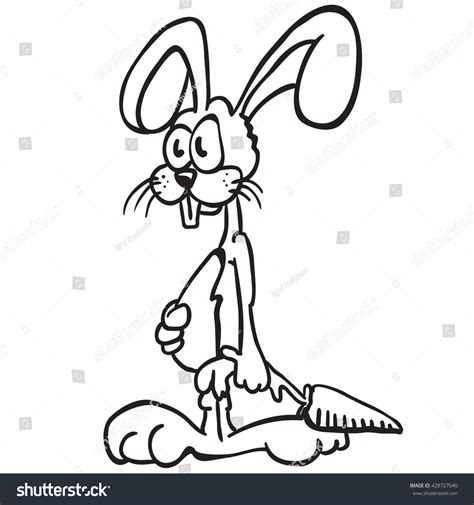 black and white rabbit cartoon illustration - Royalty Free Stock Vector ...