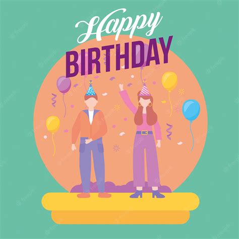 Premium Vector Happy Birthday Couple Party Celebration Illustration