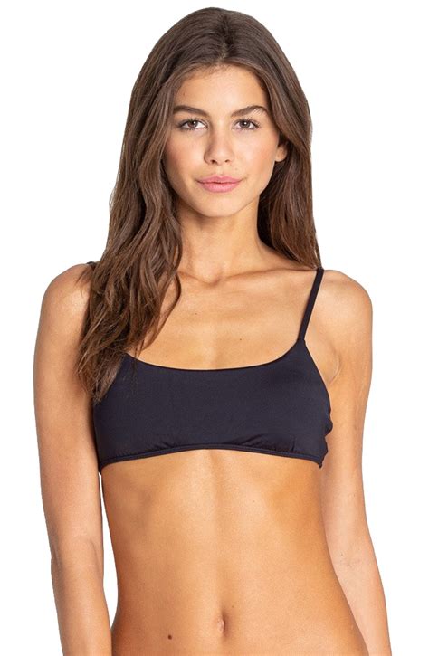 Billabong Sol Searcher Mini Crop Bralette Bikini Top Black Pebble