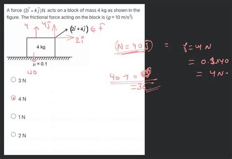 A Force 2i 4j N Acts On A Block Of Mass 4 Kg As Shown In The Figure