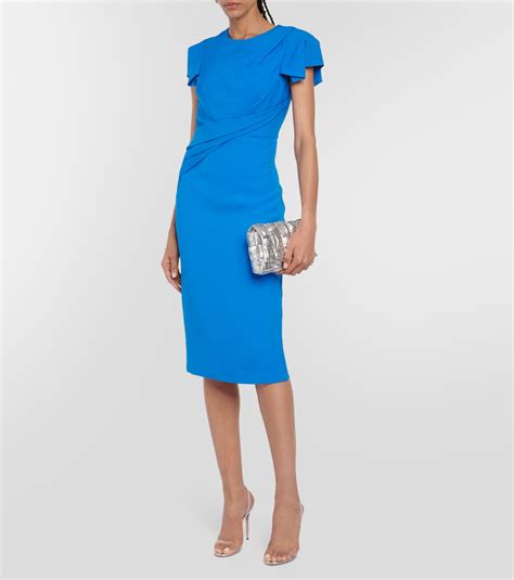 Gathered Midi Dress In Blue Roland Mouret Mytheresa