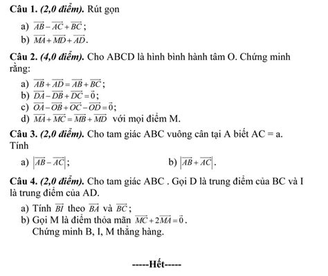 Bộ đề Kiểm Tra 1 Tiết Chương I Hình Học Lớp 10 Trường Thpt Nguyễn