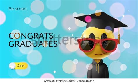 Congrats Graduates Cartoon Character Graduation Cap Stock Vector ...