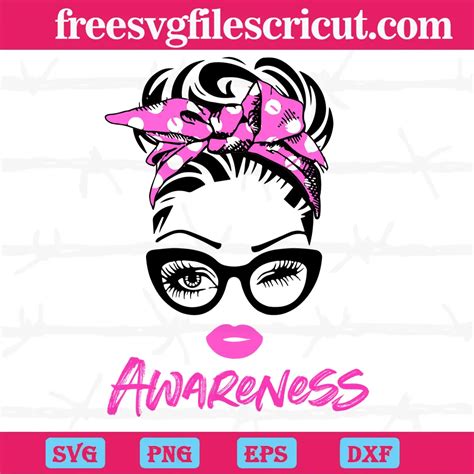 Messy Bun Breast Cancer Awareness Svg Png Dxf Eps Free Svg Files For