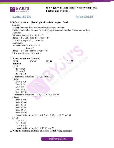 Rs Aggarwal Solutions For Class Chapter Factors And Multiples