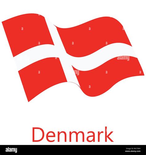 Vector Illustration Waving Flag Of Denmark Icon Denmark Flag Button