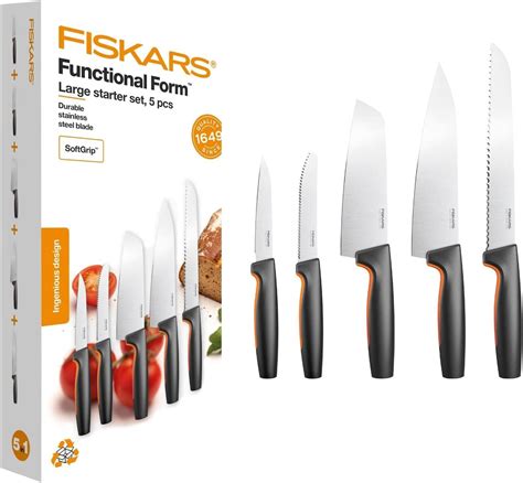 Fiskars Küchenmesser Set 5 tlg Functional Form Inklusive Kochmesser