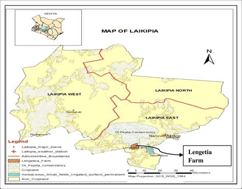 Laikipia County Map Indicating Location Of The Study Area And Major