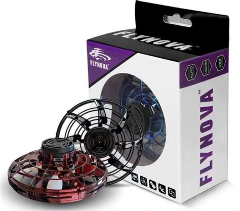 Originele Flynova Vliegende Fidgetspinner Zwart Led Bol