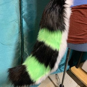 Stripe Sparkle Dog Fursuit Tail, Custom Pick Your Color Fursuit Accessories - Etsy