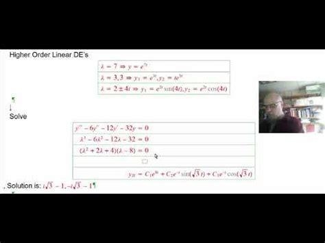 Higher Order Linear Differential Equations YouTube