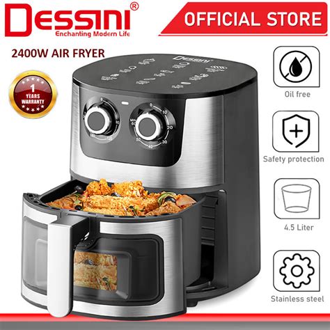 Dessini Italy 45l Electric Air Fryer Convection Oven Toaster Timer Oil Free Roaster Breakfast