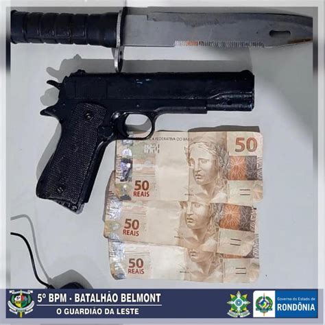 PMRO apreende dois menores simulacro de arma e faca Polícia