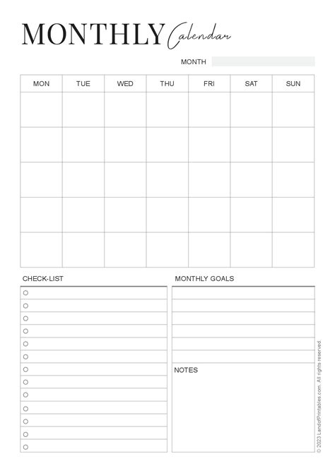 Download Your Free Monthly Calendar Land Of Printables