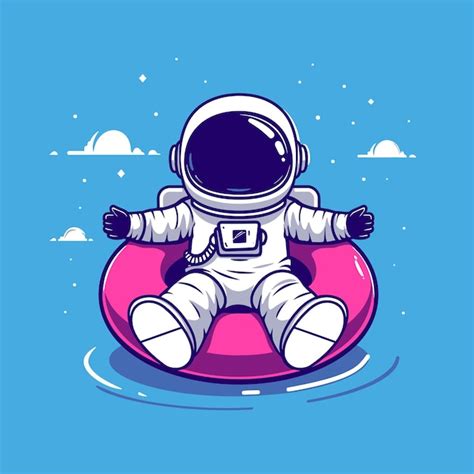 Premium Vector Astronaut With Pink Float Illustration With Tshirt