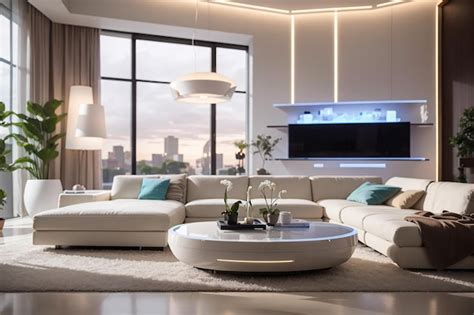 Premium Ai Image High Tech Smart Living Room