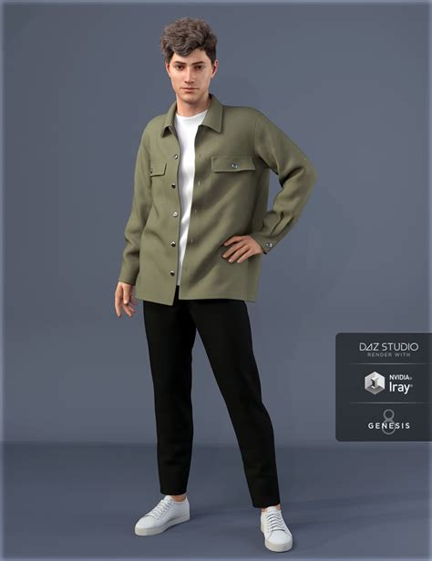 Dforce Hnc衬衫夹克套装创世纪8男性 Dforce Hnc Shirt Jacket Outfit For Genesis 8