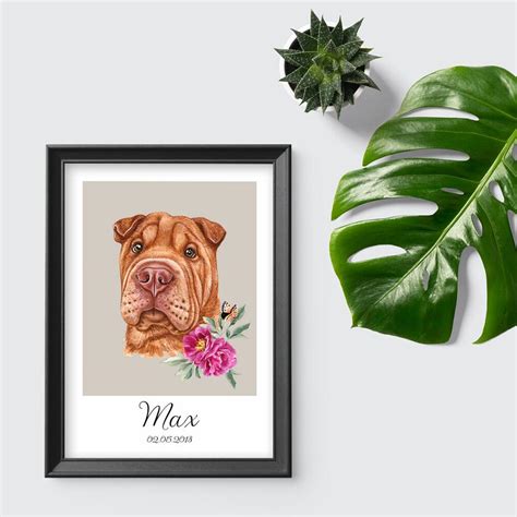 Plakat Z Metryczk Dla Rasy Shar Pei Plakaty Na Cian Do Domu Dla