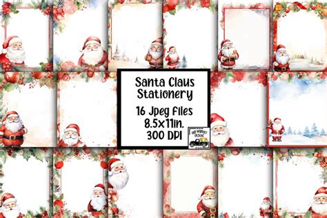 Santa Claus Stationery - Christmas Digital Paper