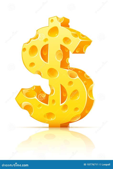 Dollar Currency Sign Made Of Yellow Porous Cheese Stock Illustration