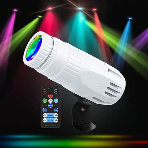 White Pinspot Light With Remote Bright Mirror Disco Ball Reverb