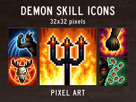 Demon Skill Icons 32×32 Pixel Art by 2D Game Assets on Dribbble