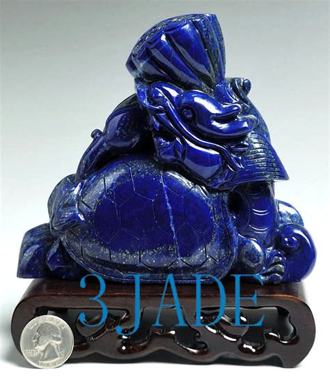 5" Natural Lapis Lazuli Carving / Sculpture: Dragon Turtle Statue - 3JADE wholesale of jade ...