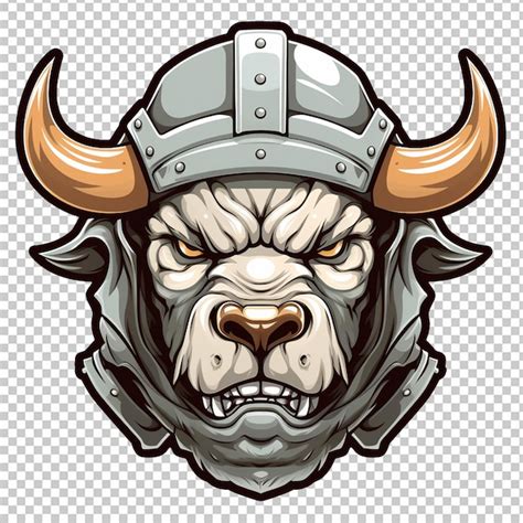 Premium Psd Cow Head Mascot Wearing A War Helmet