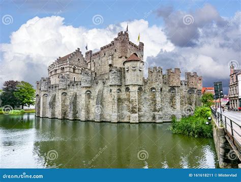 Medieval Gravensteen Castle in Gent, Belgium Stock Image - Image of ...